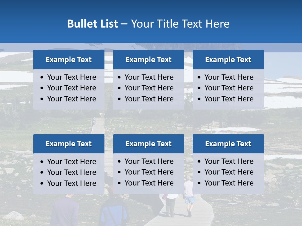 A Group Of People Walking Down A Path Towards A Mountain PowerPoint Template