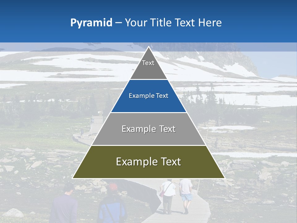 A Group Of People Walking Down A Path Towards A Mountain PowerPoint Template