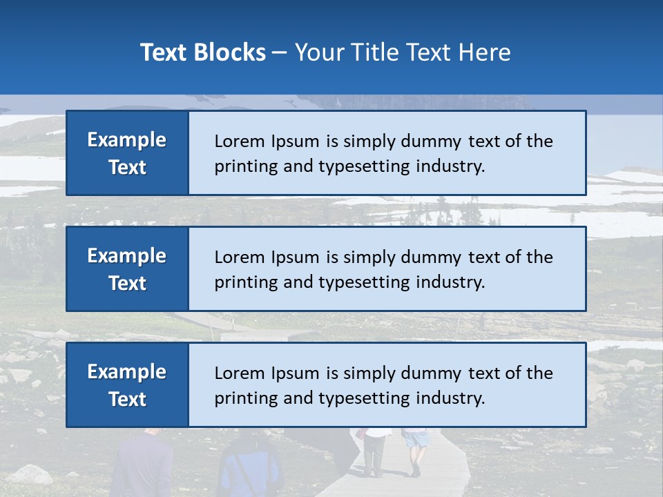 A Group Of People Walking Down A Path Towards A Mountain PowerPoint Template
