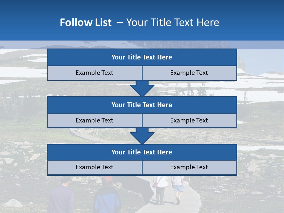 A Group Of People Walking Down A Path Towards A Mountain PowerPoint Template