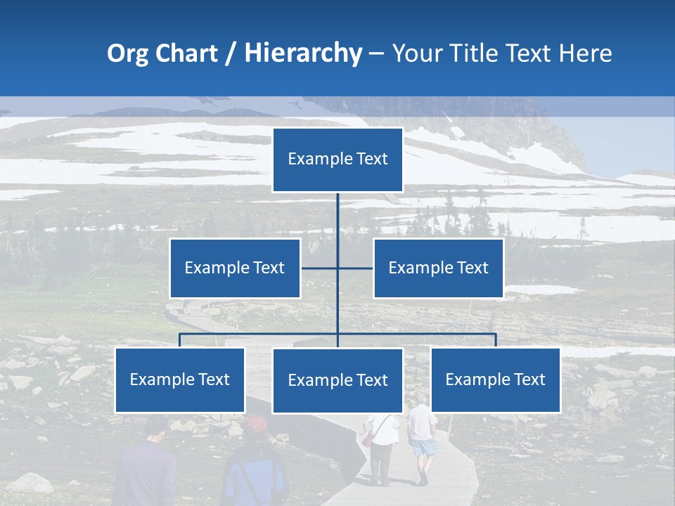 A Group Of People Walking Down A Path Towards A Mountain PowerPoint Template