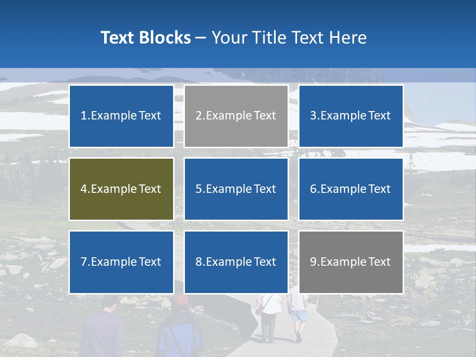 A Group Of People Walking Down A Path Towards A Mountain PowerPoint Template