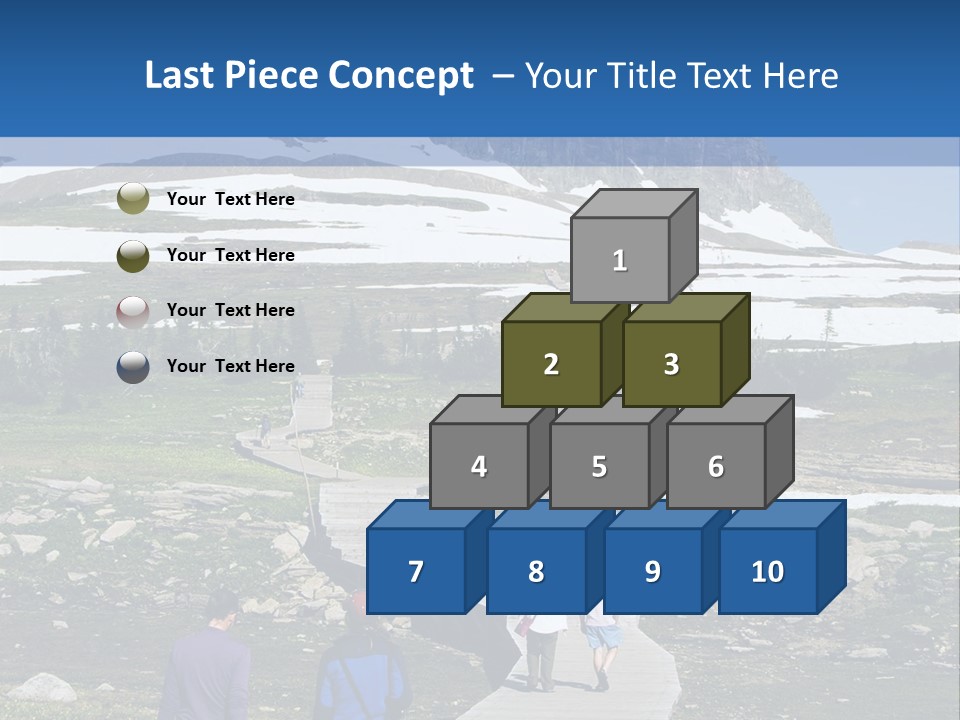 A Group Of People Walking Down A Path Towards A Mountain PowerPoint Template