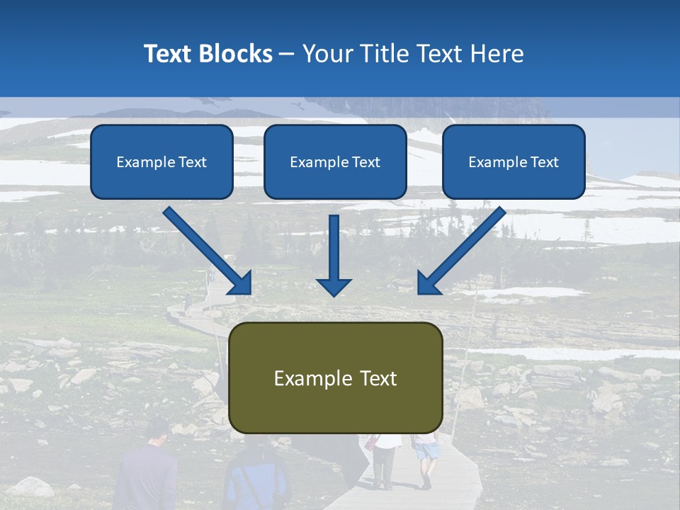 A Group Of People Walking Down A Path Towards A Mountain PowerPoint Template