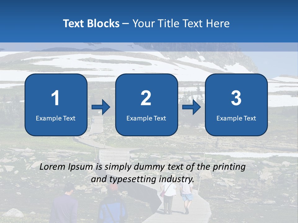 A Group Of People Walking Down A Path Towards A Mountain PowerPoint Template