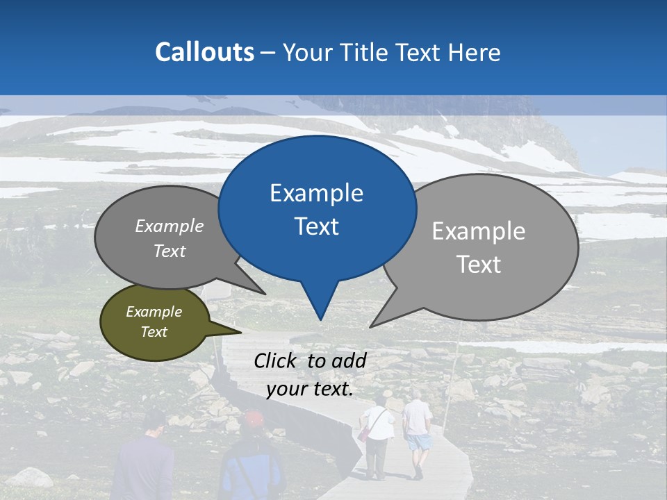 A Group Of People Walking Down A Path Towards A Mountain PowerPoint Template