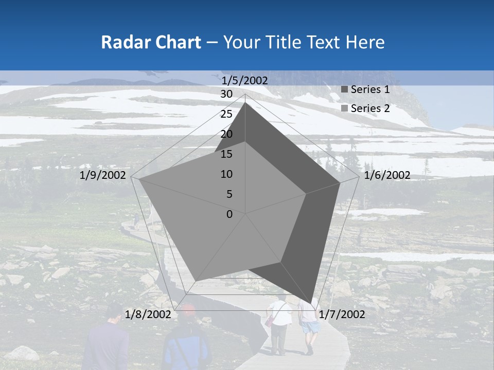 A Group Of People Walking Down A Path Towards A Mountain PowerPoint Template
