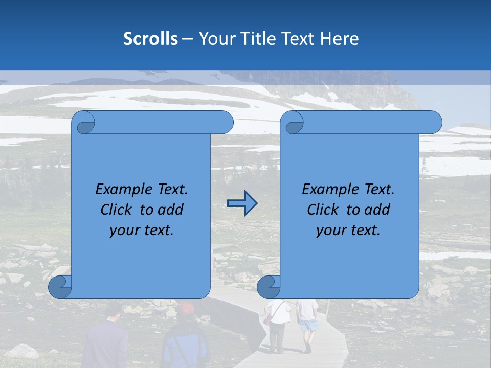 A Group Of People Walking Down A Path Towards A Mountain PowerPoint Template