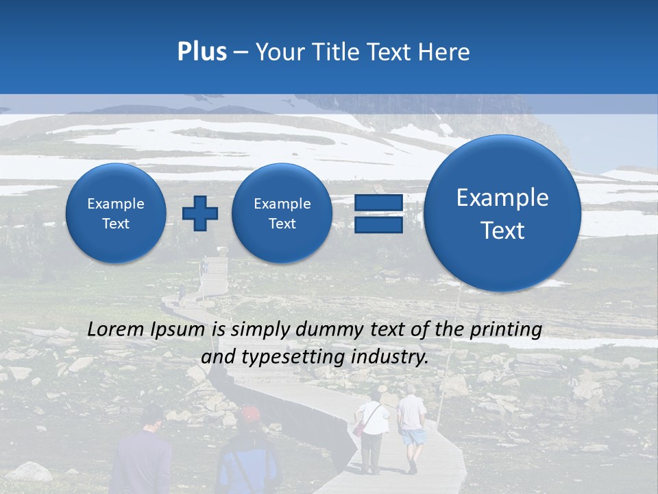 A Group Of People Walking Down A Path Towards A Mountain PowerPoint Template