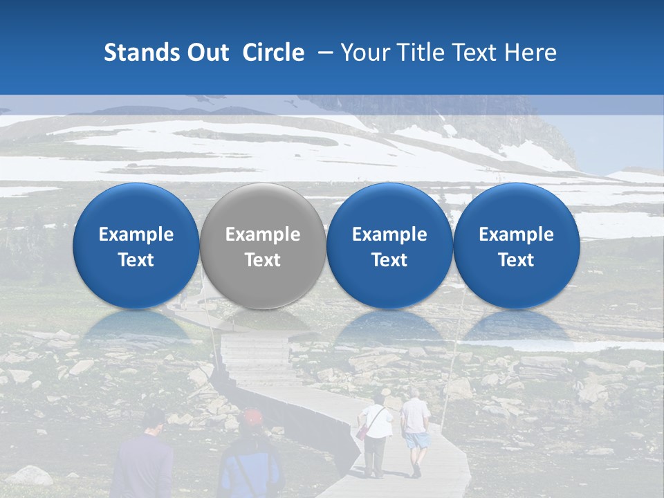 A Group Of People Walking Down A Path Towards A Mountain PowerPoint Template