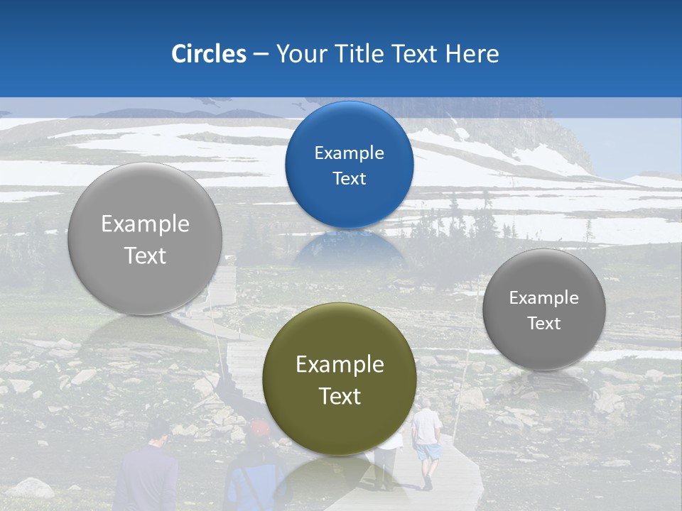 A Group Of People Walking Down A Path Towards A Mountain PowerPoint Template