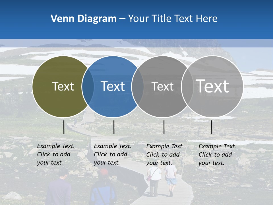 A Group Of People Walking Down A Path Towards A Mountain PowerPoint Template