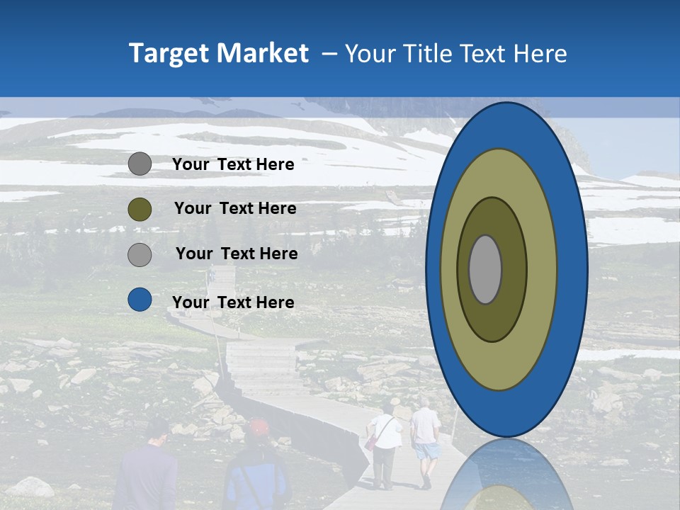 A Group Of People Walking Down A Path Towards A Mountain PowerPoint Template