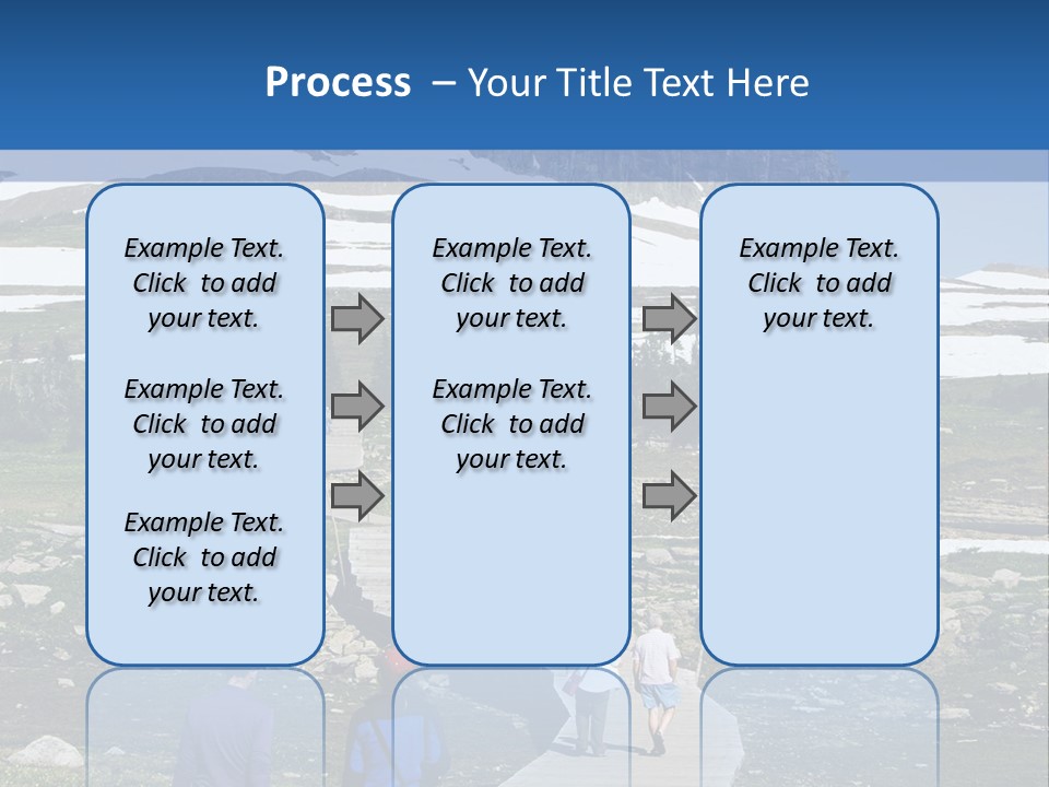 A Group Of People Walking Down A Path Towards A Mountain PowerPoint Template