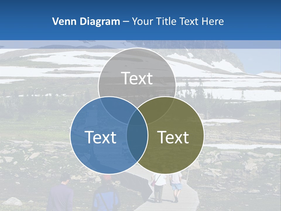 A Group Of People Walking Down A Path Towards A Mountain PowerPoint Template