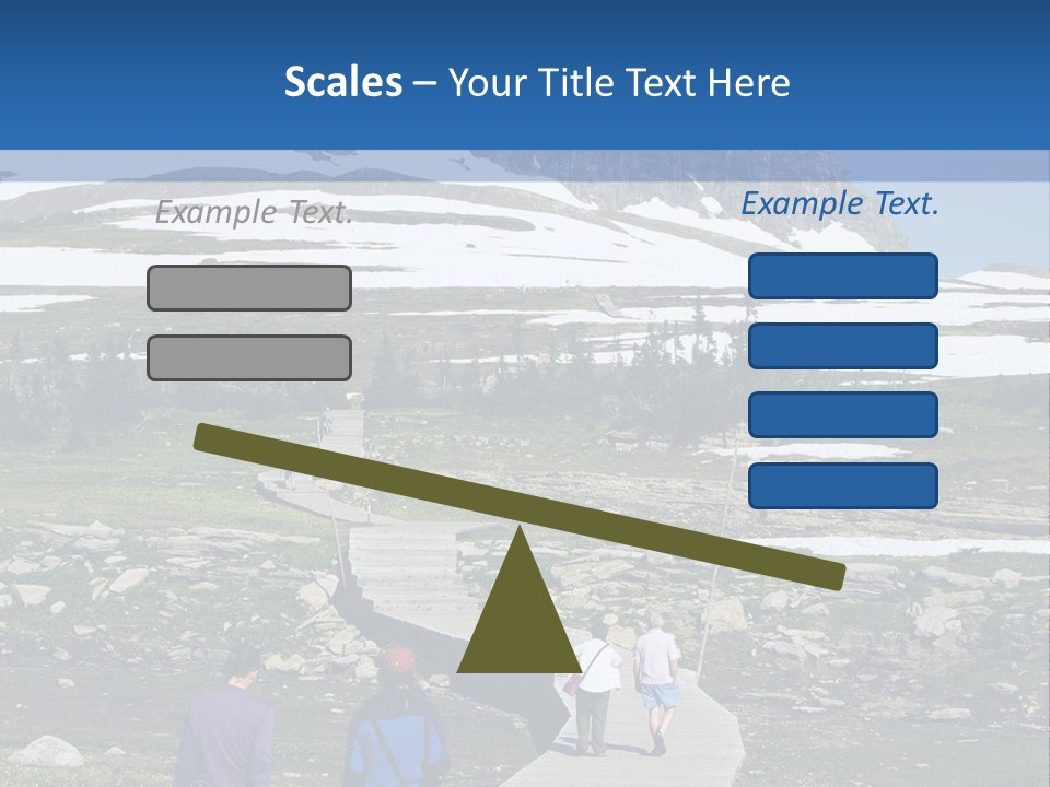 A Group Of People Walking Down A Path Towards A Mountain PowerPoint Template