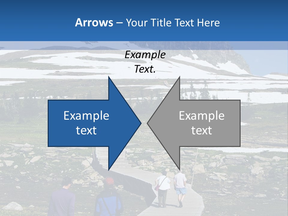 A Group Of People Walking Down A Path Towards A Mountain PowerPoint Template