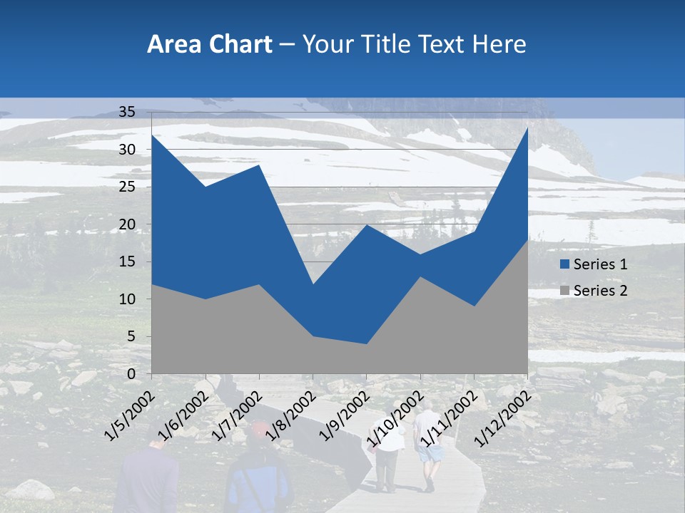 A Group Of People Walking Down A Path Towards A Mountain PowerPoint Template