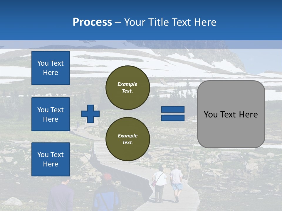 A Group Of People Walking Down A Path Towards A Mountain PowerPoint Template