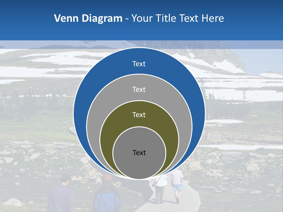 A Group Of People Walking Down A Path Towards A Mountain PowerPoint Template