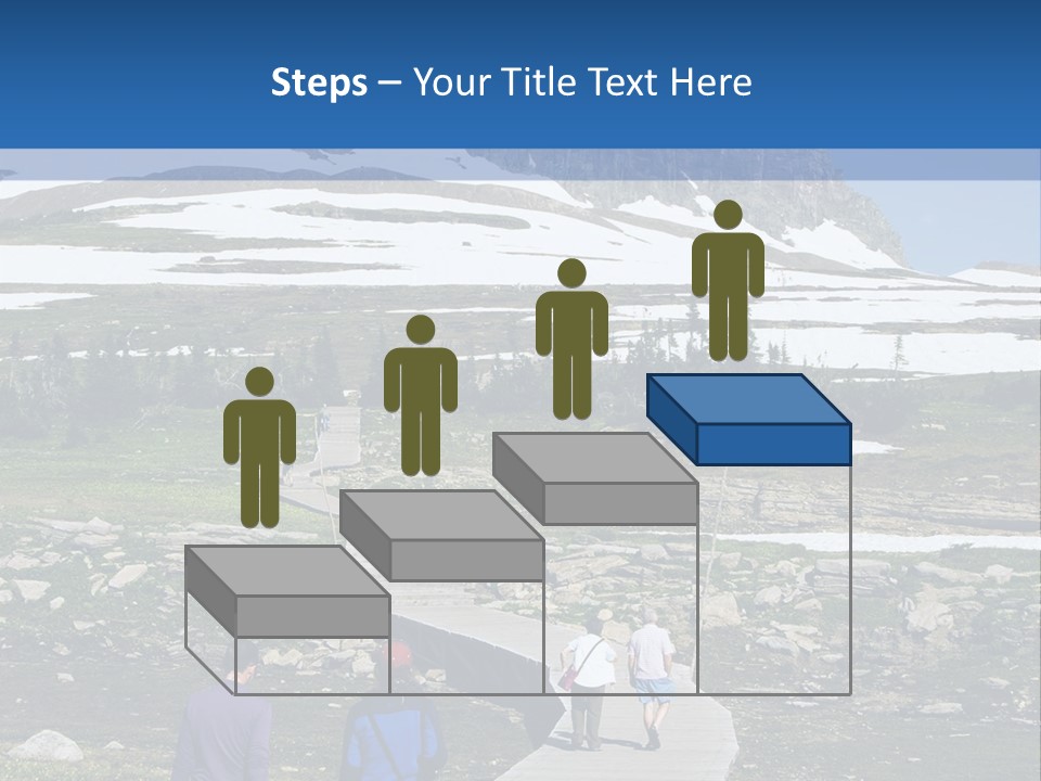 A Group Of People Walking Down A Path Towards A Mountain PowerPoint Template