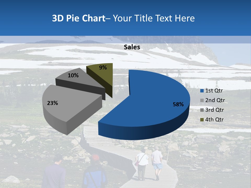 A Group Of People Walking Down A Path Towards A Mountain PowerPoint Template