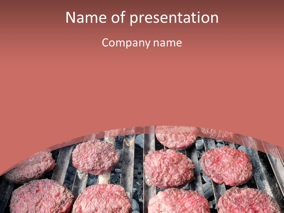Hamburgers Cooking On A Grill With A Red Background PowerPoint Template