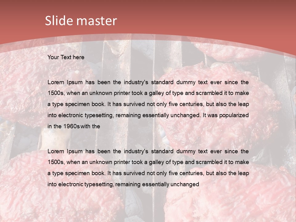Hamburgers Cooking On A Grill With A Red Background PowerPoint Template