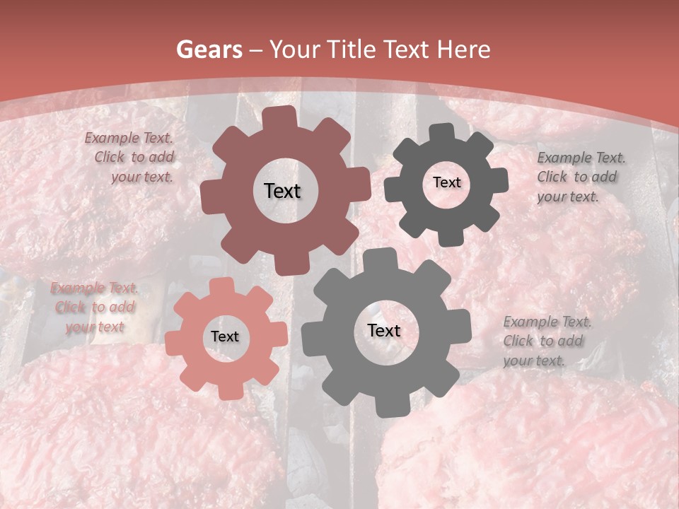 Hamburgers Cooking On A Grill With A Red Background PowerPoint Template