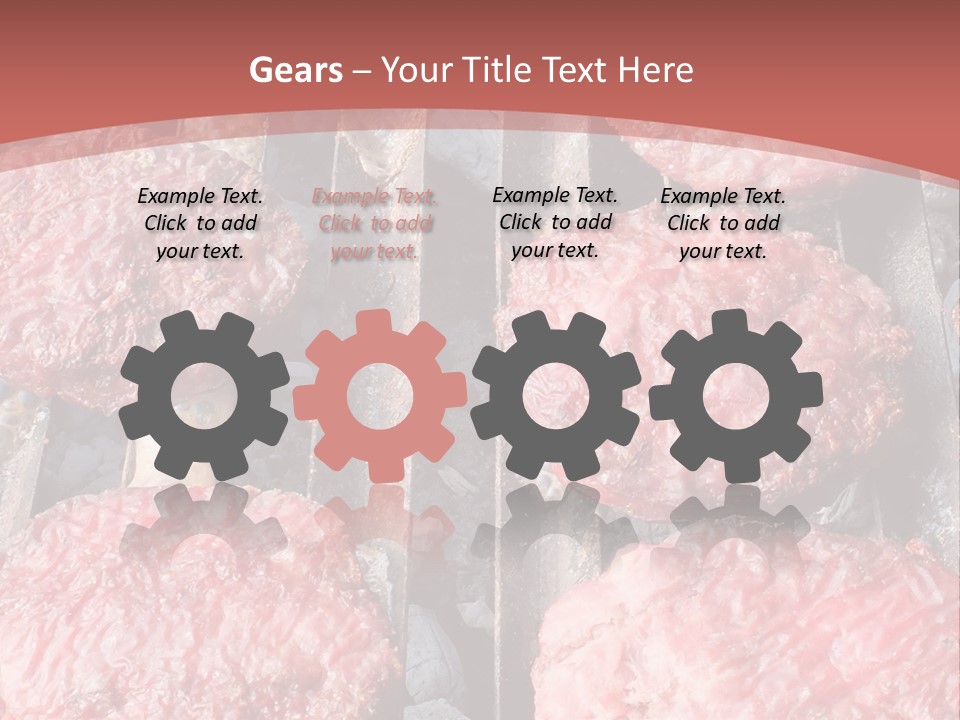 Hamburgers Cooking On A Grill With A Red Background PowerPoint Template