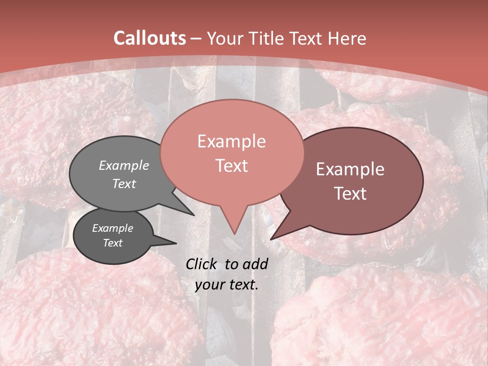 Hamburgers Cooking On A Grill With A Red Background PowerPoint Template