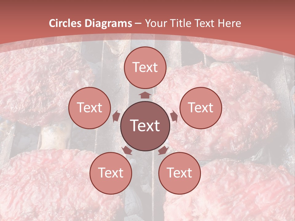 Hamburgers Cooking On A Grill With A Red Background PowerPoint Template