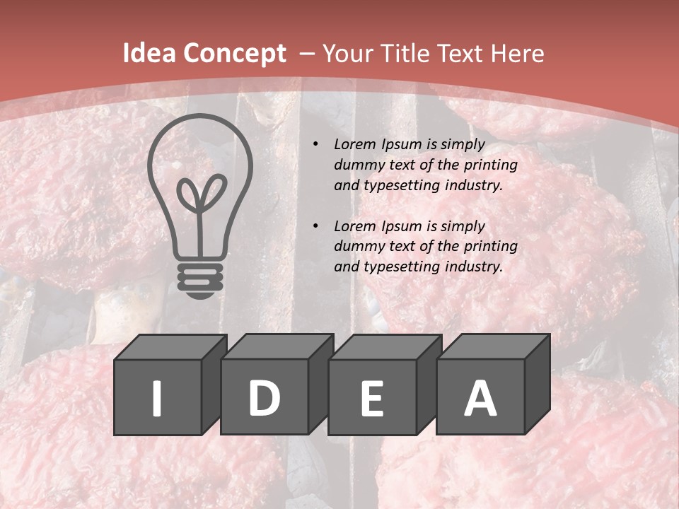 Hamburgers Cooking On A Grill With A Red Background PowerPoint Template