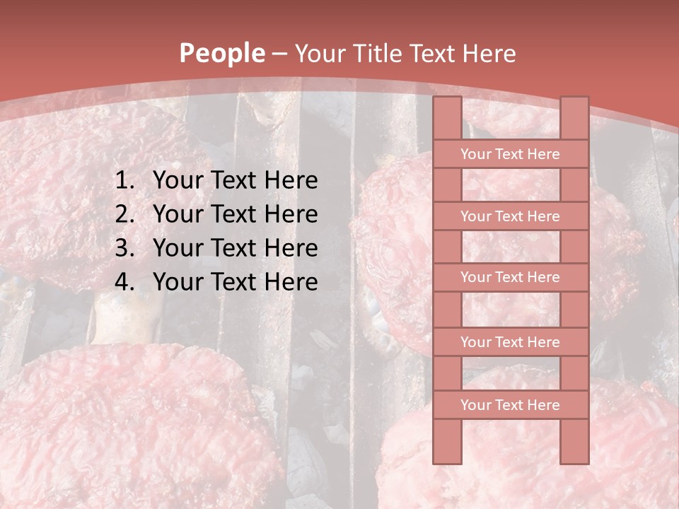 Hamburgers Cooking On A Grill With A Red Background PowerPoint Template