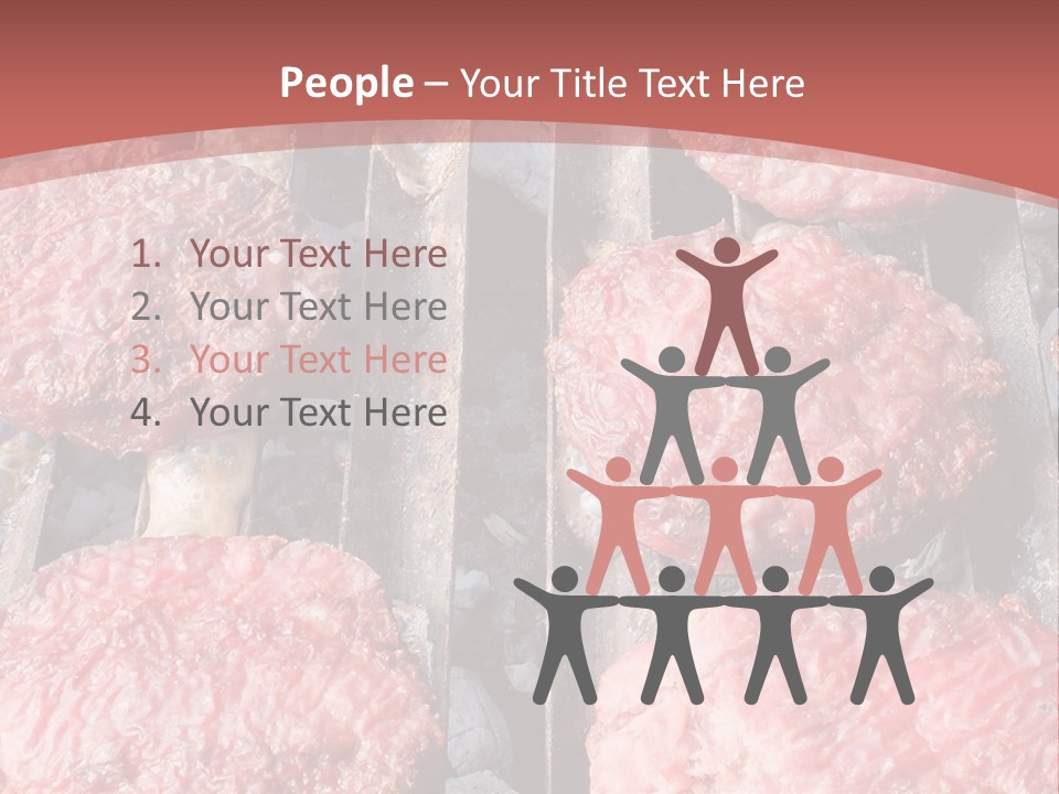 Hamburgers Cooking On A Grill With A Red Background PowerPoint Template