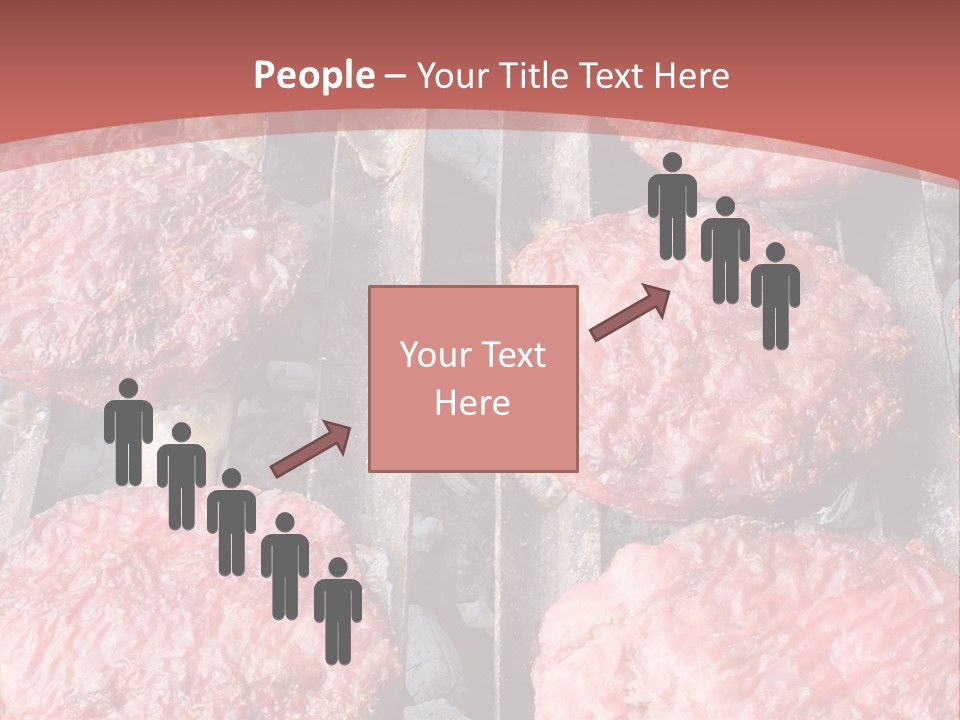 Hamburgers Cooking On A Grill With A Red Background PowerPoint Template