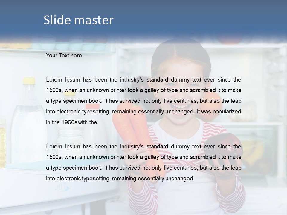 A Young Girl Holding Carrots In Front Of An Open Refrigerator PowerPoint Template