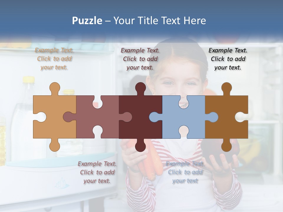 A Young Girl Holding Carrots In Front Of An Open Refrigerator PowerPoint Template