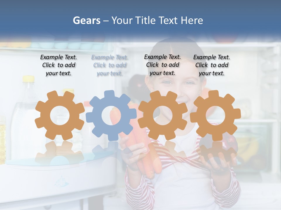 A Young Girl Holding Carrots In Front Of An Open Refrigerator PowerPoint Template