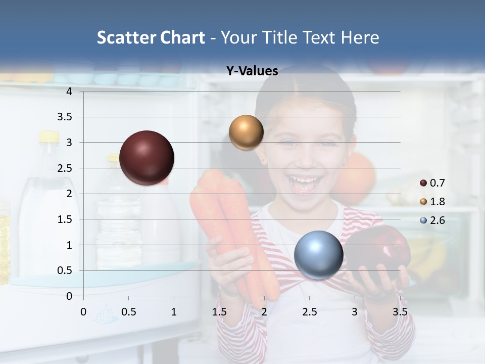 A Young Girl Holding Carrots In Front Of An Open Refrigerator PowerPoint Template