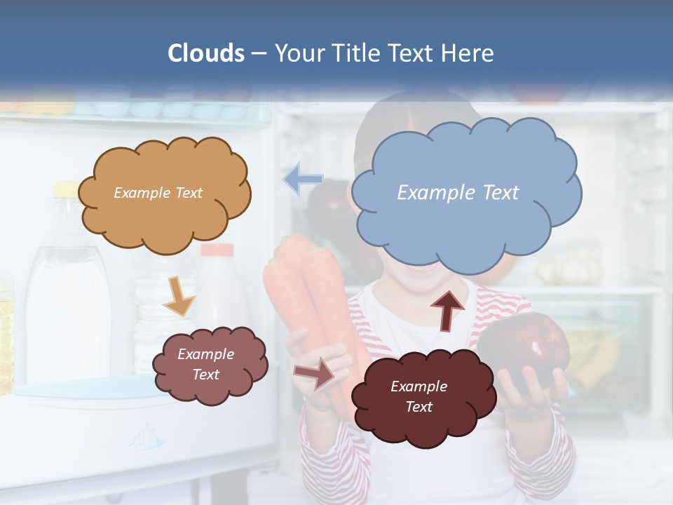 A Young Girl Holding Carrots In Front Of An Open Refrigerator PowerPoint Template