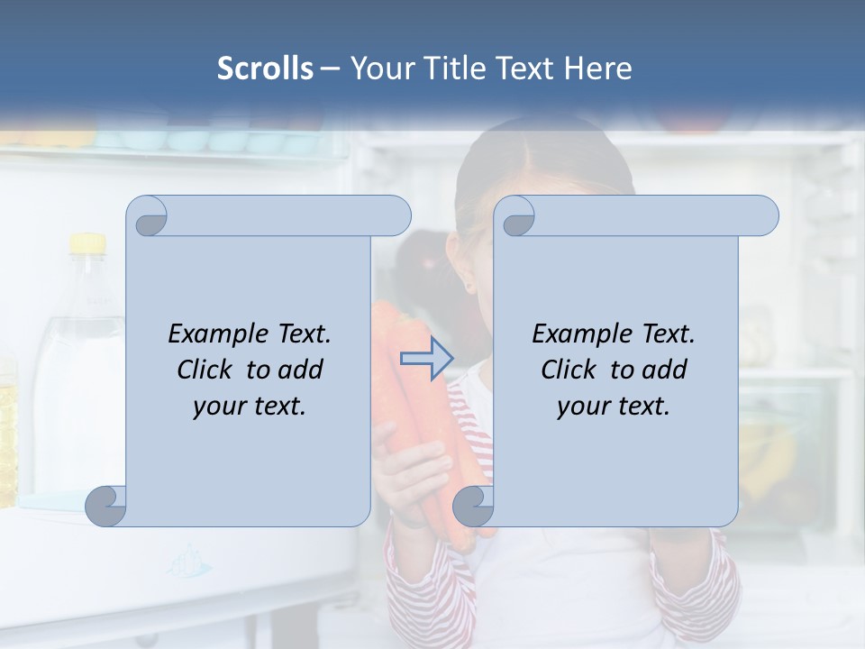 A Young Girl Holding Carrots In Front Of An Open Refrigerator PowerPoint Template