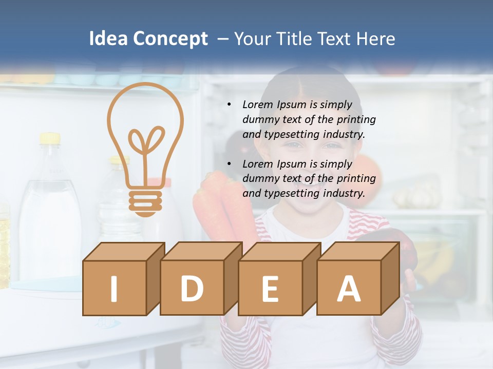 A Young Girl Holding Carrots In Front Of An Open Refrigerator PowerPoint Template