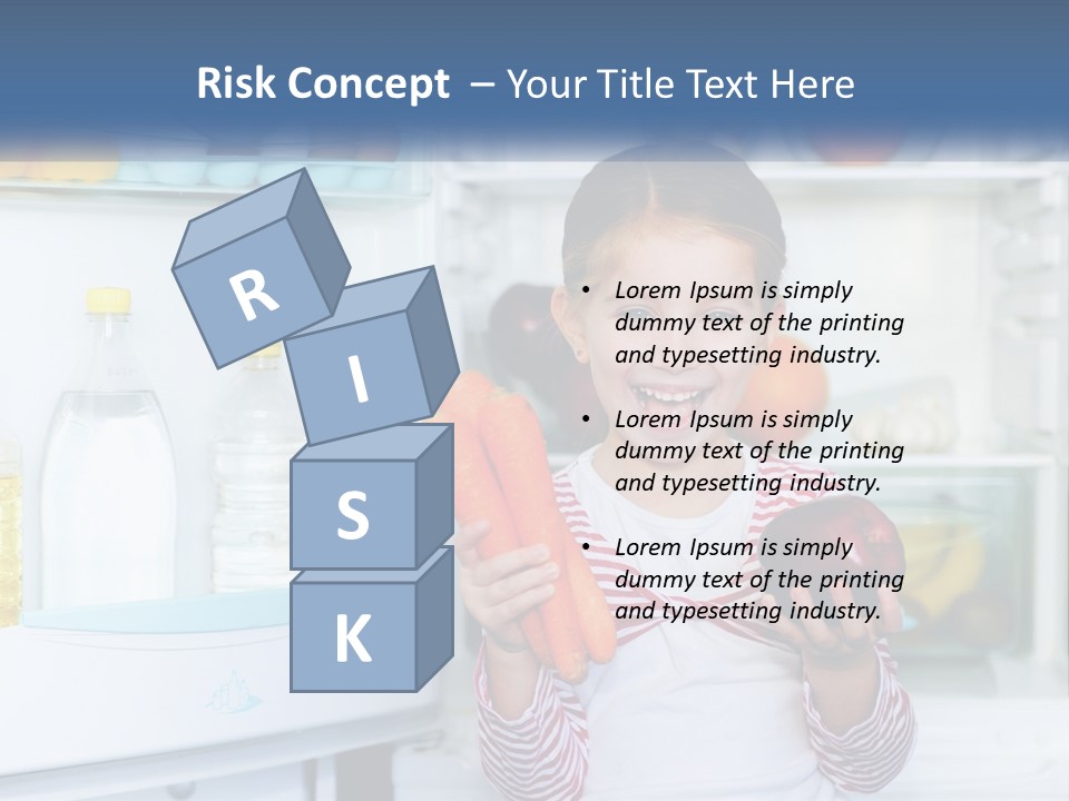 A Young Girl Holding Carrots In Front Of An Open Refrigerator PowerPoint Template