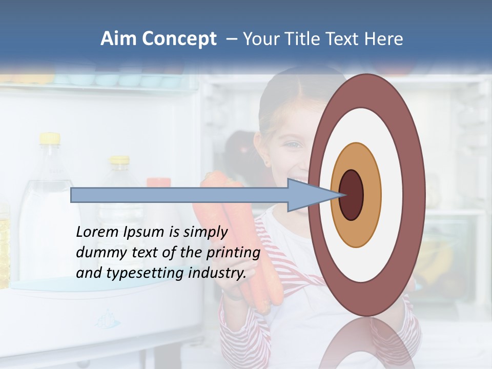 A Young Girl Holding Carrots In Front Of An Open Refrigerator PowerPoint Template