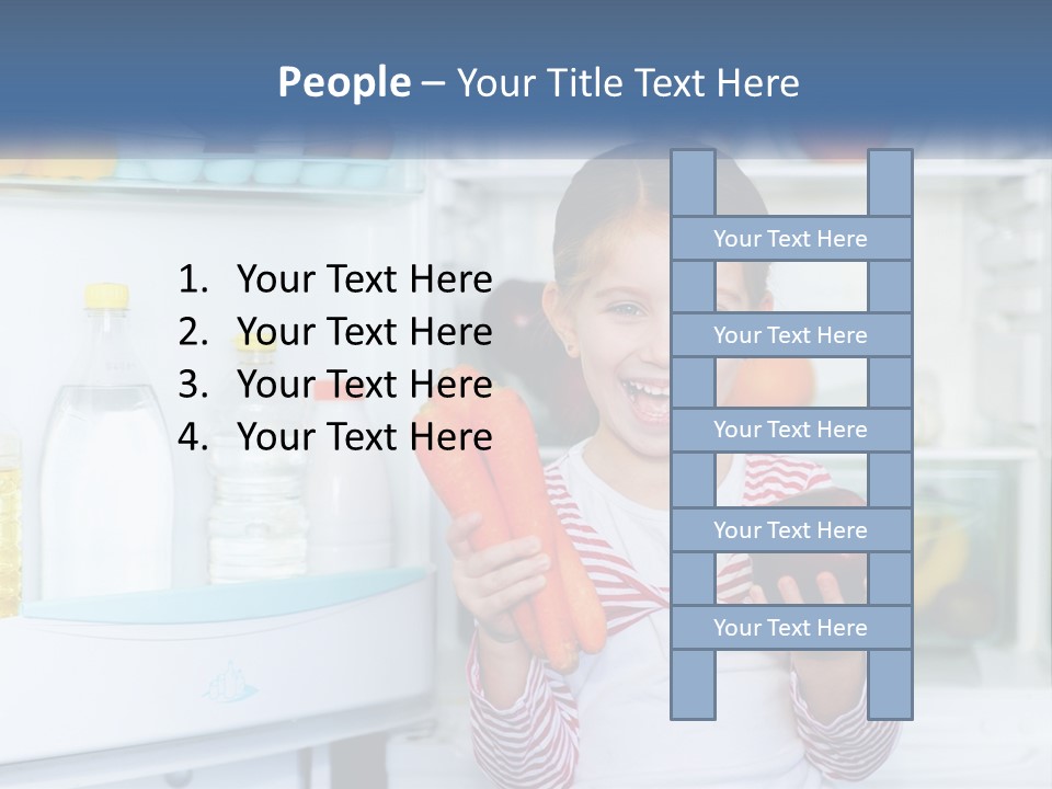 A Young Girl Holding Carrots In Front Of An Open Refrigerator PowerPoint Template