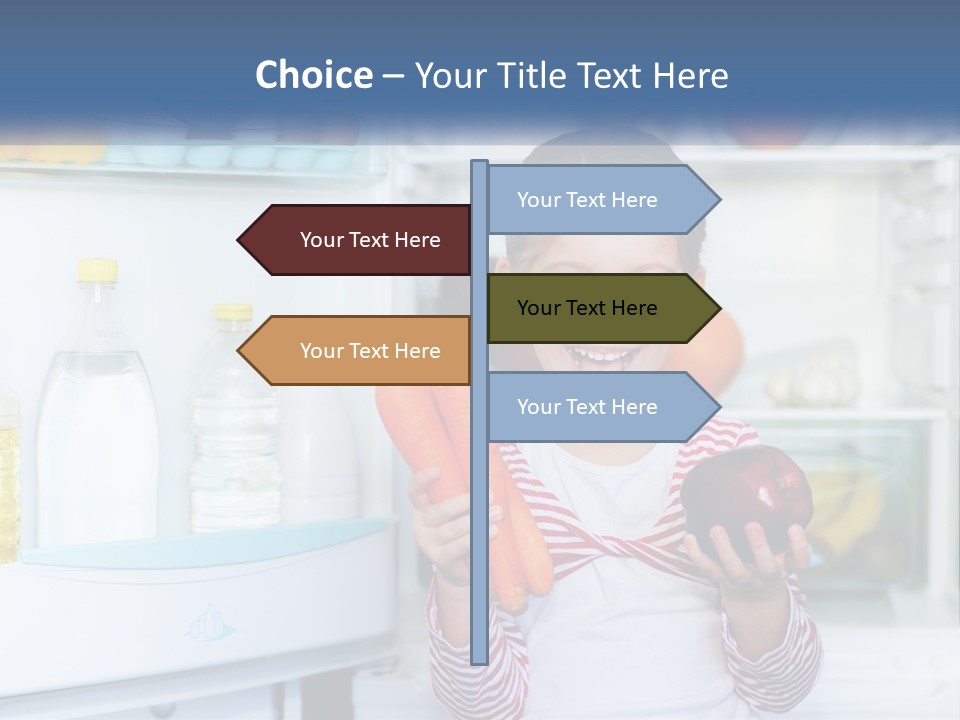 A Young Girl Holding Carrots In Front Of An Open Refrigerator PowerPoint Template