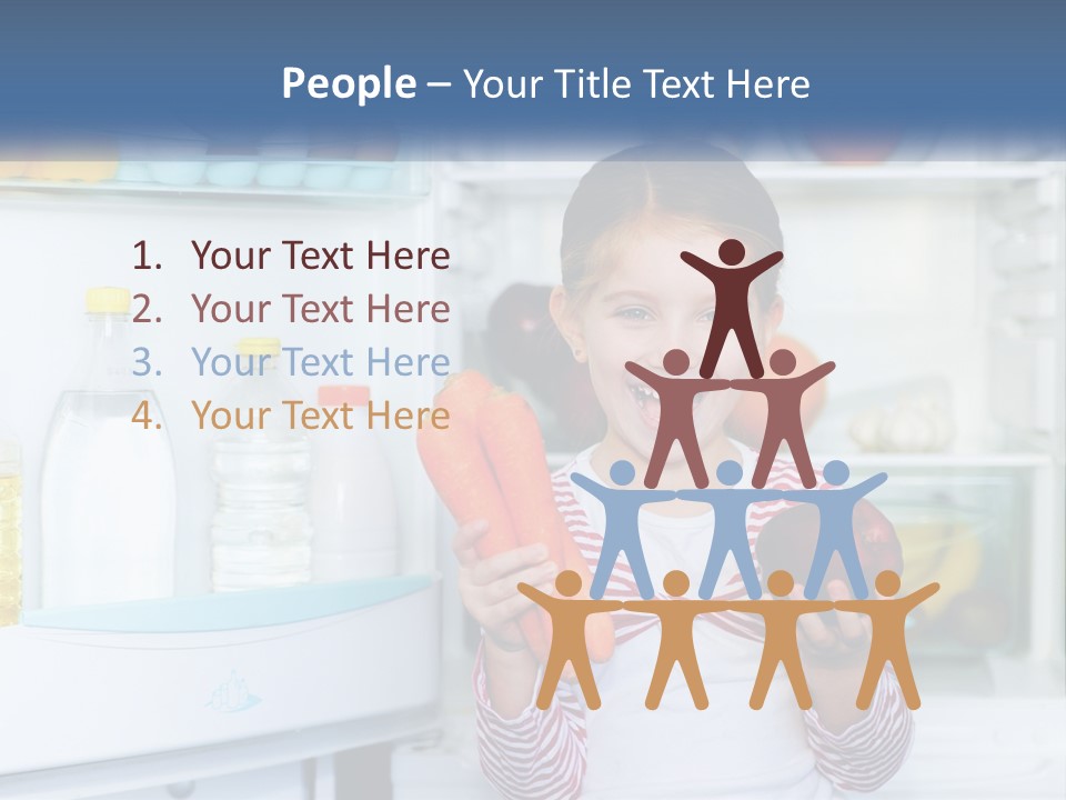 A Young Girl Holding Carrots In Front Of An Open Refrigerator PowerPoint Template