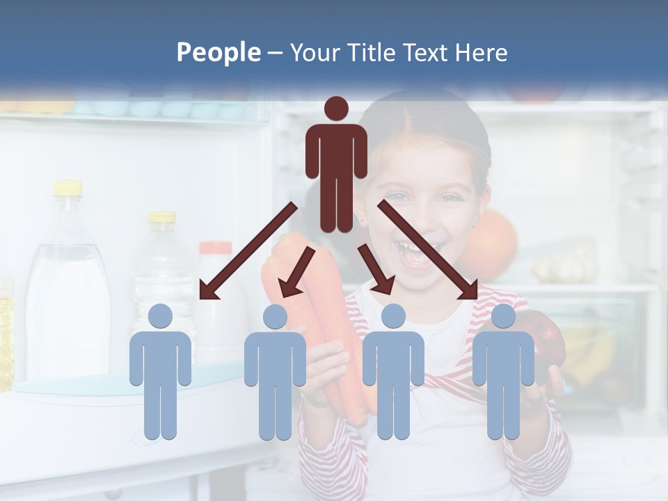 A Young Girl Holding Carrots In Front Of An Open Refrigerator PowerPoint Template