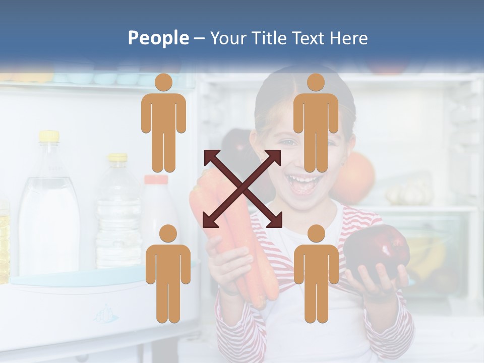 A Young Girl Holding Carrots In Front Of An Open Refrigerator PowerPoint Template